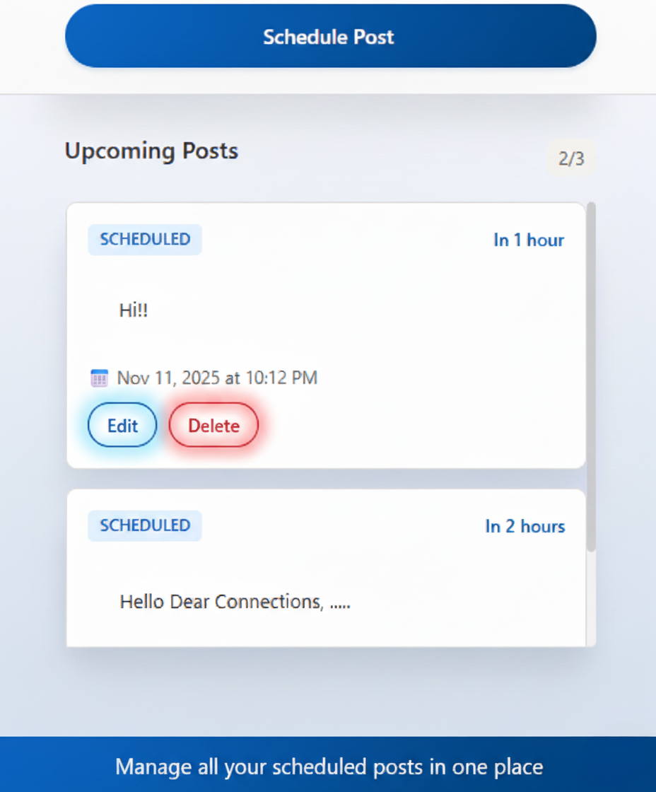 Manage scheduled posts